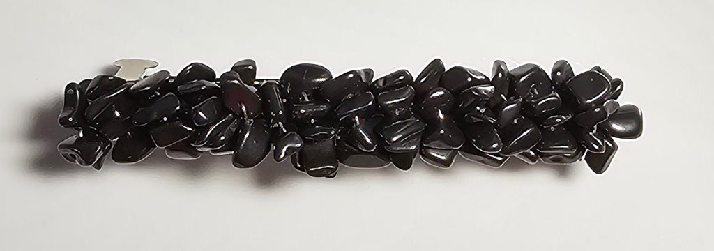 Hematite Chip Barrette | Wire Wrapped Gemstone Hair Clip - Gray Cat Manor Designs