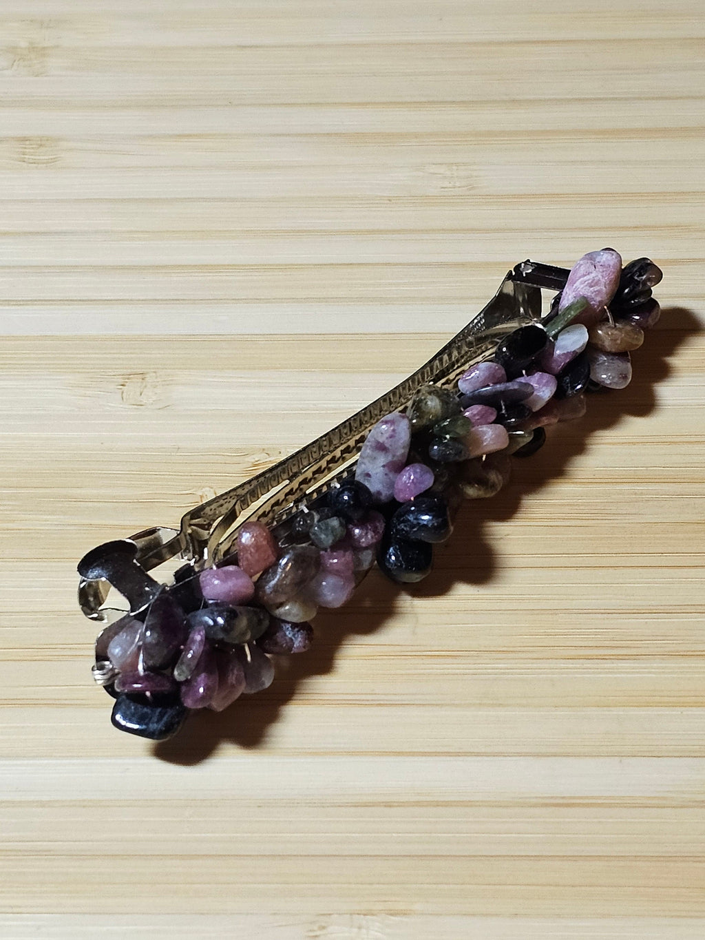Rainbow Tourmaline Chip Barrette | Wire Wrapped Gemstone Hair Clip
