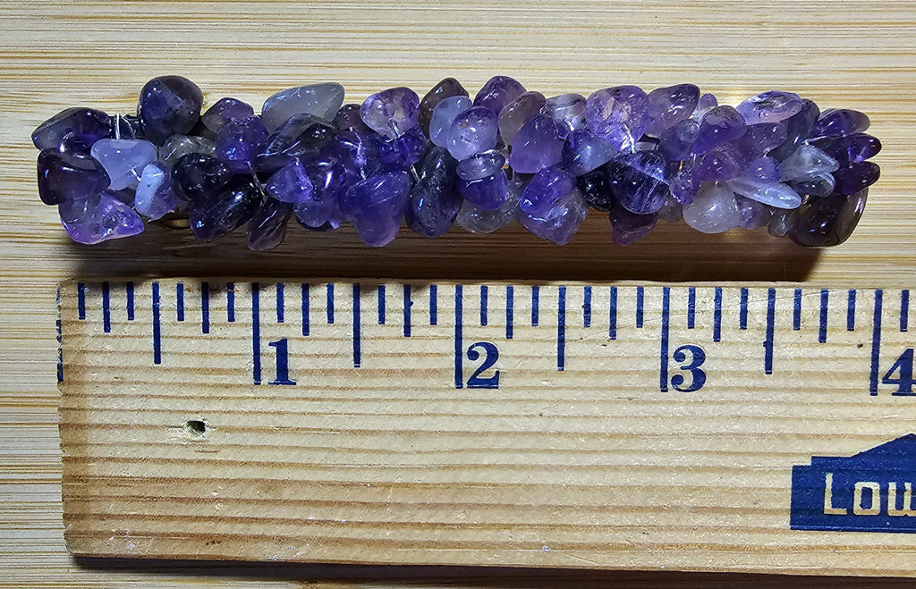 Amethyst Crystal Chip Barrette | Wire Wrapped Gemstone Hair Clip in 3 Sizes - Gray Cat Manor Designs