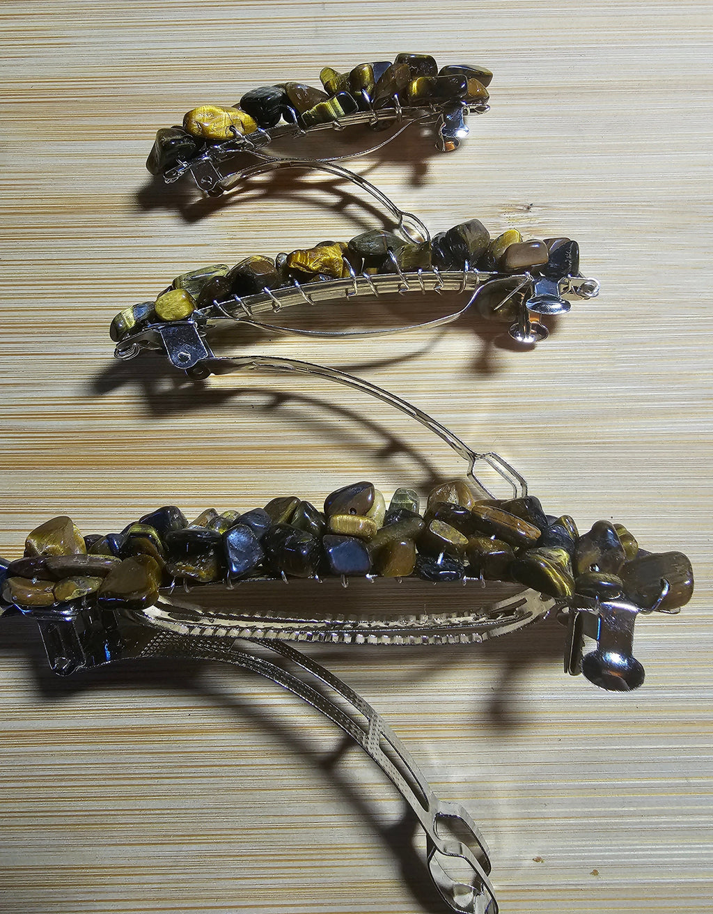 Tiger's Eye Chip Barrette | Wire Wrapped Gemstone Hair Clip