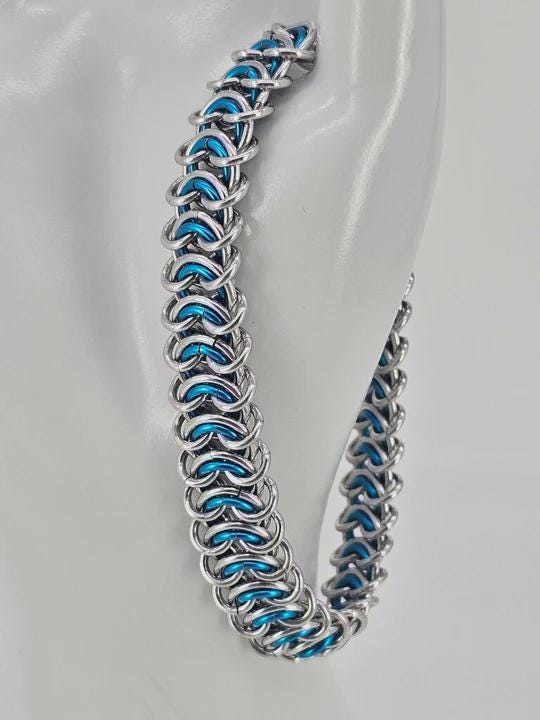 Vertebrae Chainmail Bracelet & Anklet — Custom Color Anodized Aluminum - Gray Cat Manor Designs