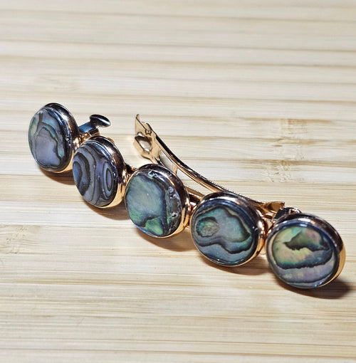 Abalone Shell Cabochon Barrette | Gold French Hair Clip