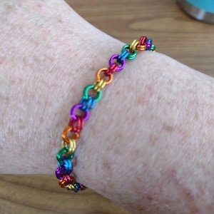 Rainbow Chainmail Bracelet & Anklet | LGBTQ+ Pride Jewelry, Custom Size