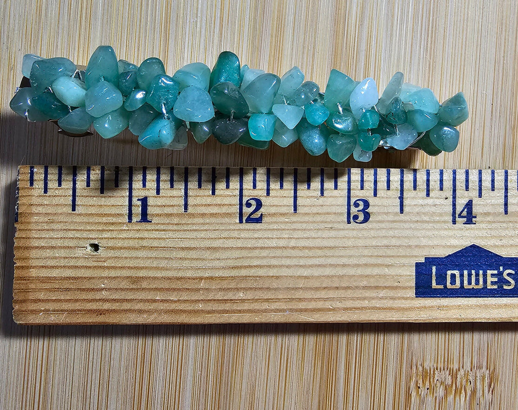 Green Aventurine Chip Barrette | Wire Wrapped Gemstone Hair Clip