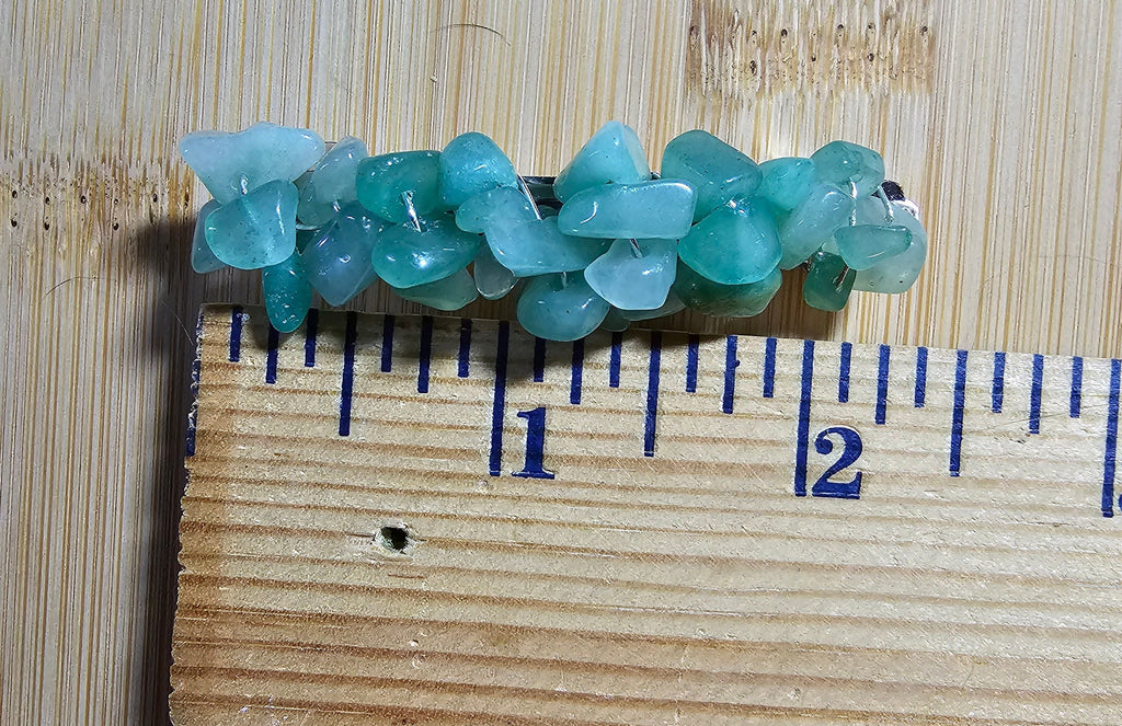 Green Aventurine Chip Barrette | Wire Wrapped Gemstone Hair Clip