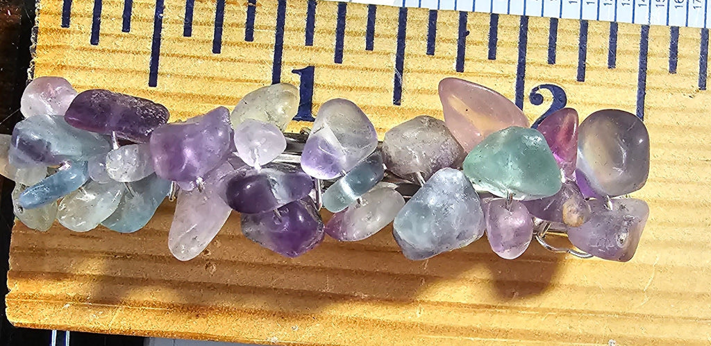 Fluorite Crystal Chip Barrette | Wire Wrapped Gemstone Hair Clip