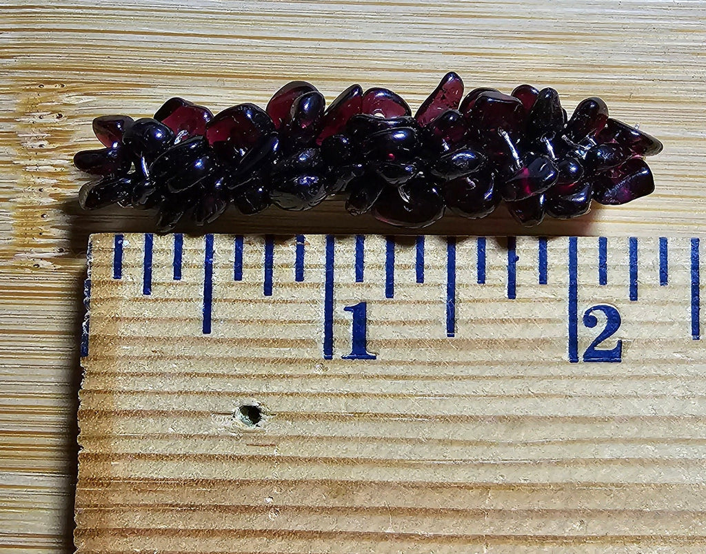 Garnet Crystal Chip Barrette | Wire Wrapped Gemstone Hair Clip in 3 Sizes