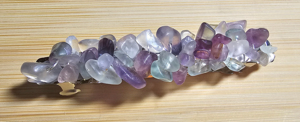 Fluorite Crystal Chip Barrette | Wire Wrapped Gemstone Hair Clip