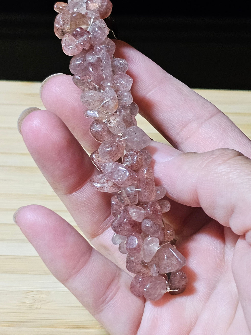 Strawberry Quartz Crystal Chip Barrette | Wire Wrapped Hair Clip - Gray Cat Manor Designs