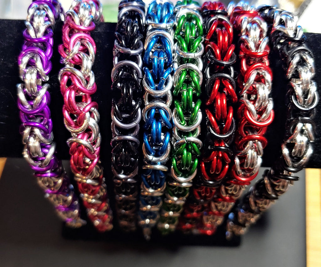 Custom Color Byzantine Chainmail Bracelet | Handmade Personalized Aluminum Jewelry