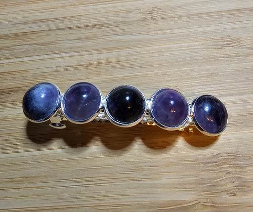 Amethyst Cabochon Barrette | Silver French Hair Clip