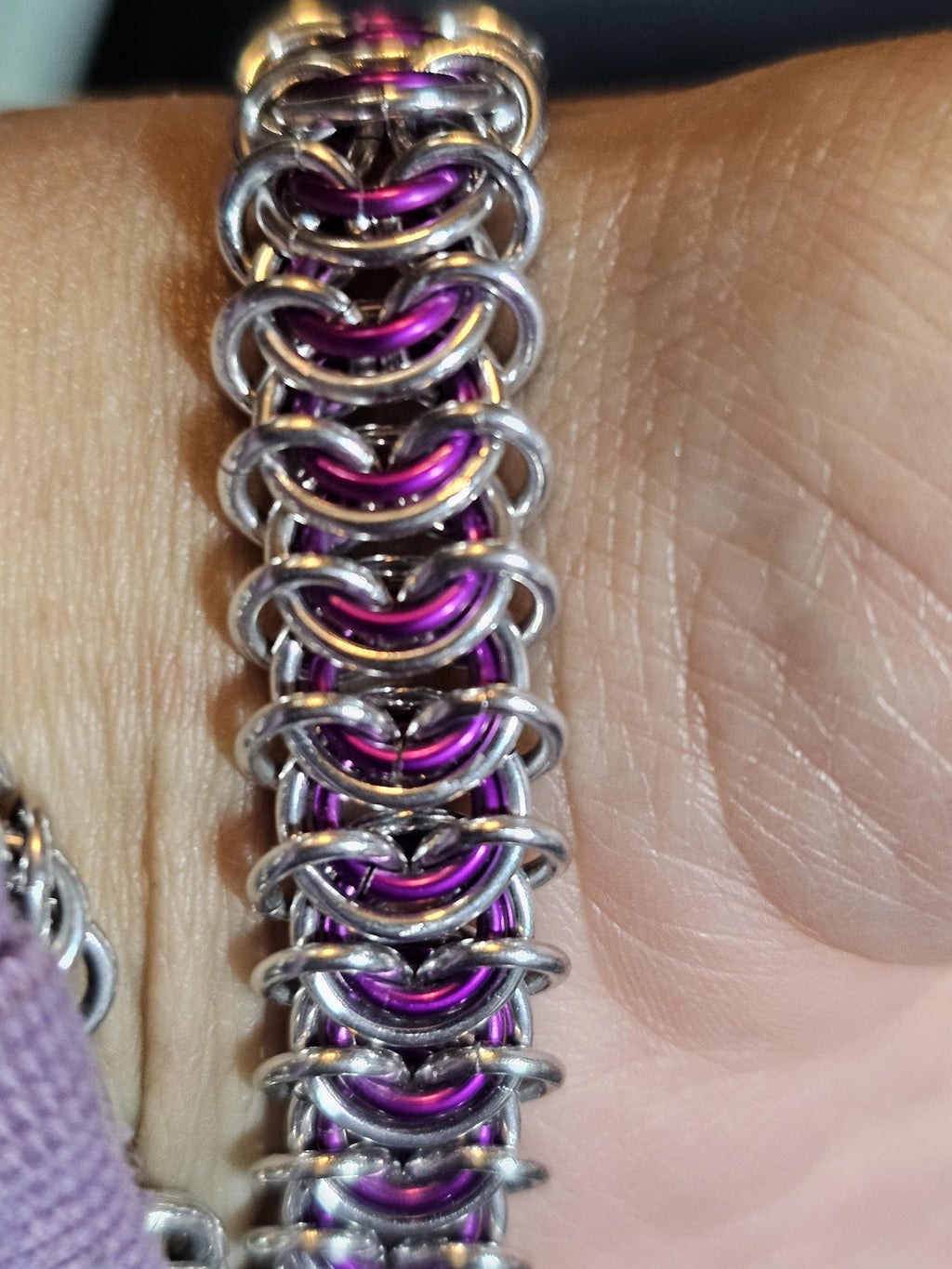 Triple Moon Goddess Chainmail Bracelet | Custom Pagan Wiccan Jewelry Handmade