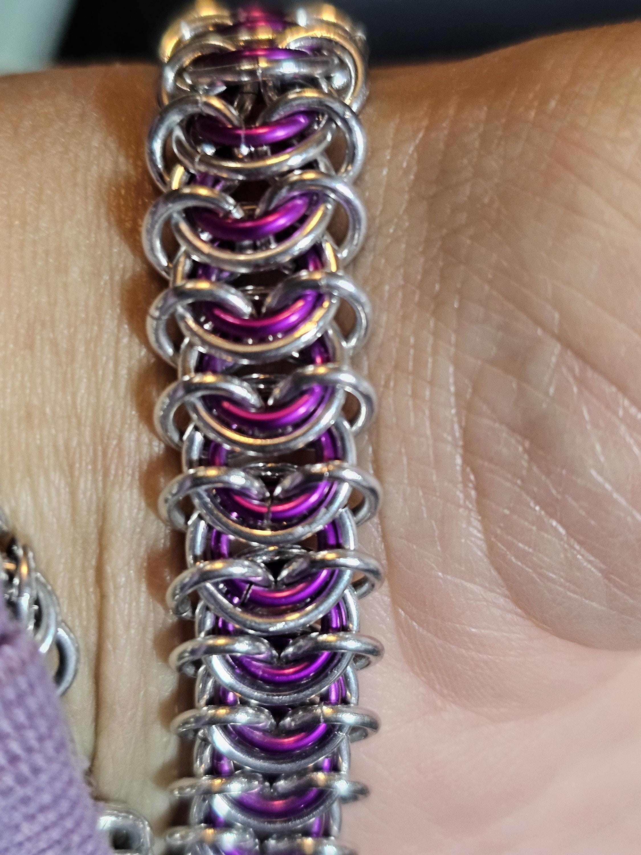 Triple Moon Goddess Chainmail Bracelet | Custom Pagan Wiccan Jewelry Handmade