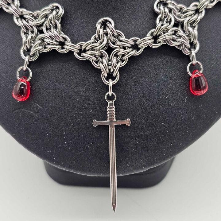 Byzantine Diamond Chainmail Choker | Stainless Steel Gothic Medieval Necklace - Gray Cat Manor Designs