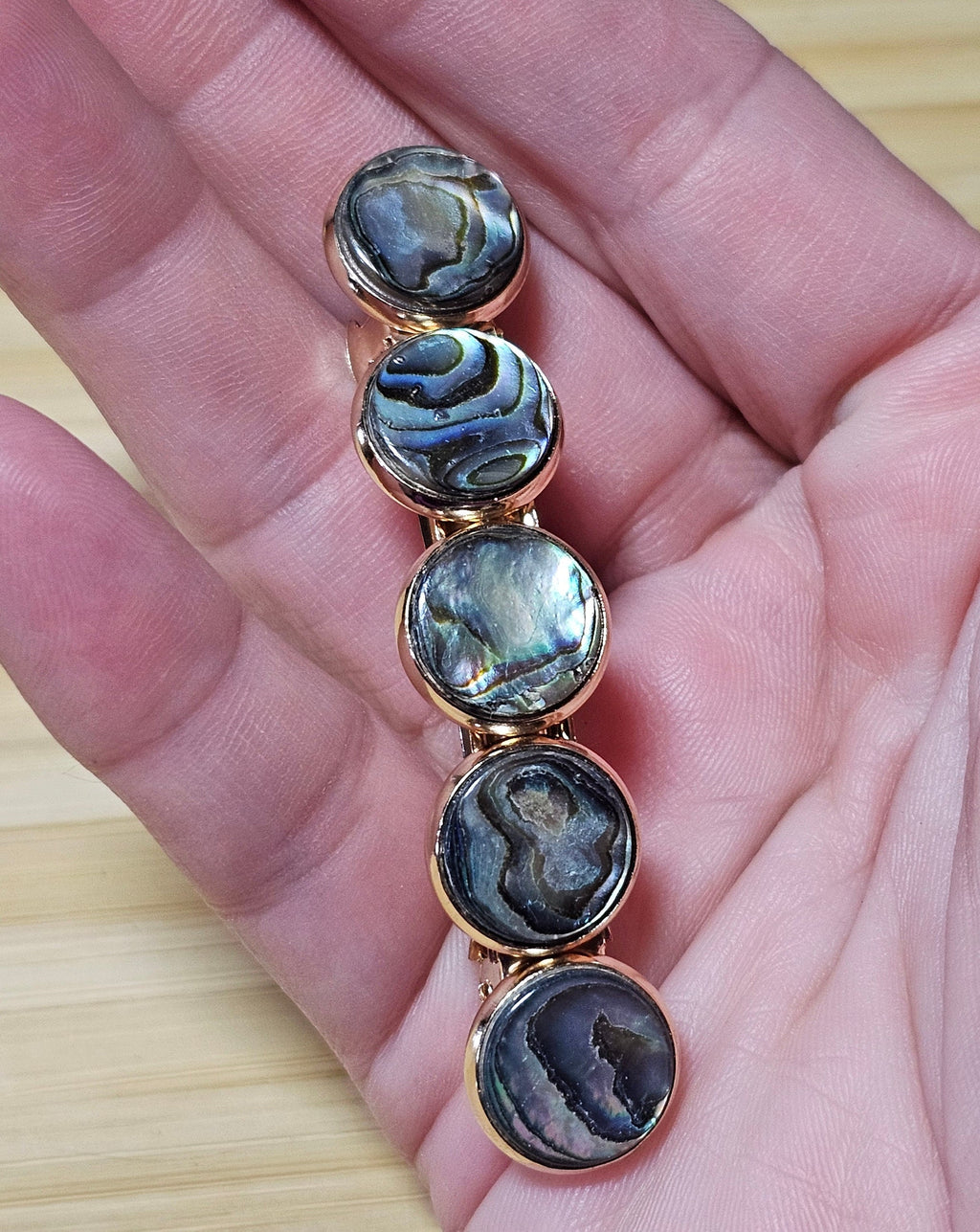 Abalone Shell Cabochon Barrette | Gold French Hair Clip