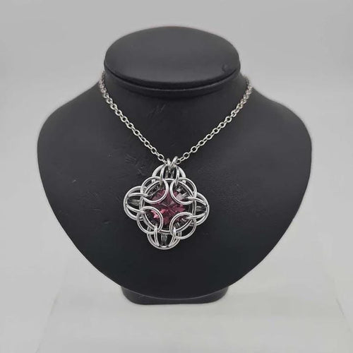 "Oriana" Crystal Birthstone Chainmail Pendant | Handmade Medieval Witchy Necklace