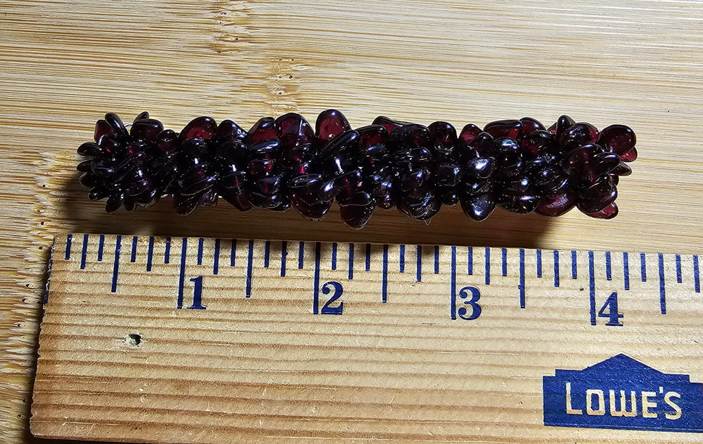 Garnet Crystal Chip Barrette | Wire Wrapped Gemstone Hair Clip in 3 Sizes