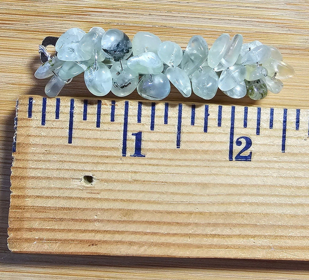 Prehnite Crystal Chip Barrette | Wire Wrapped Gemstone Hair Clip in 3 Sizes - Gray Cat Manor Designs