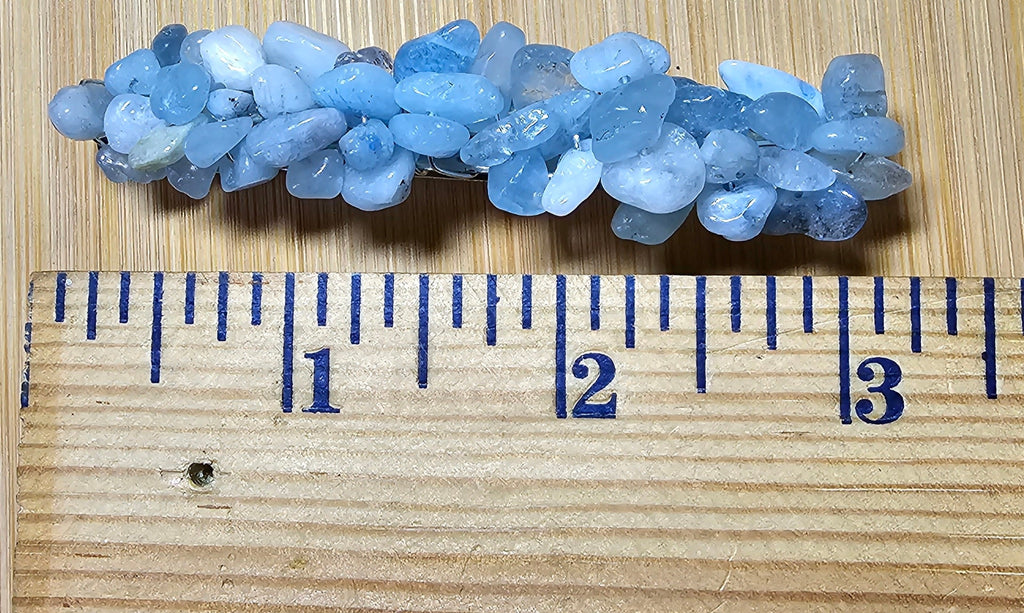 Aquamarine Crystal Chip Barrette | Wire Wrapped Boho Hair Clip