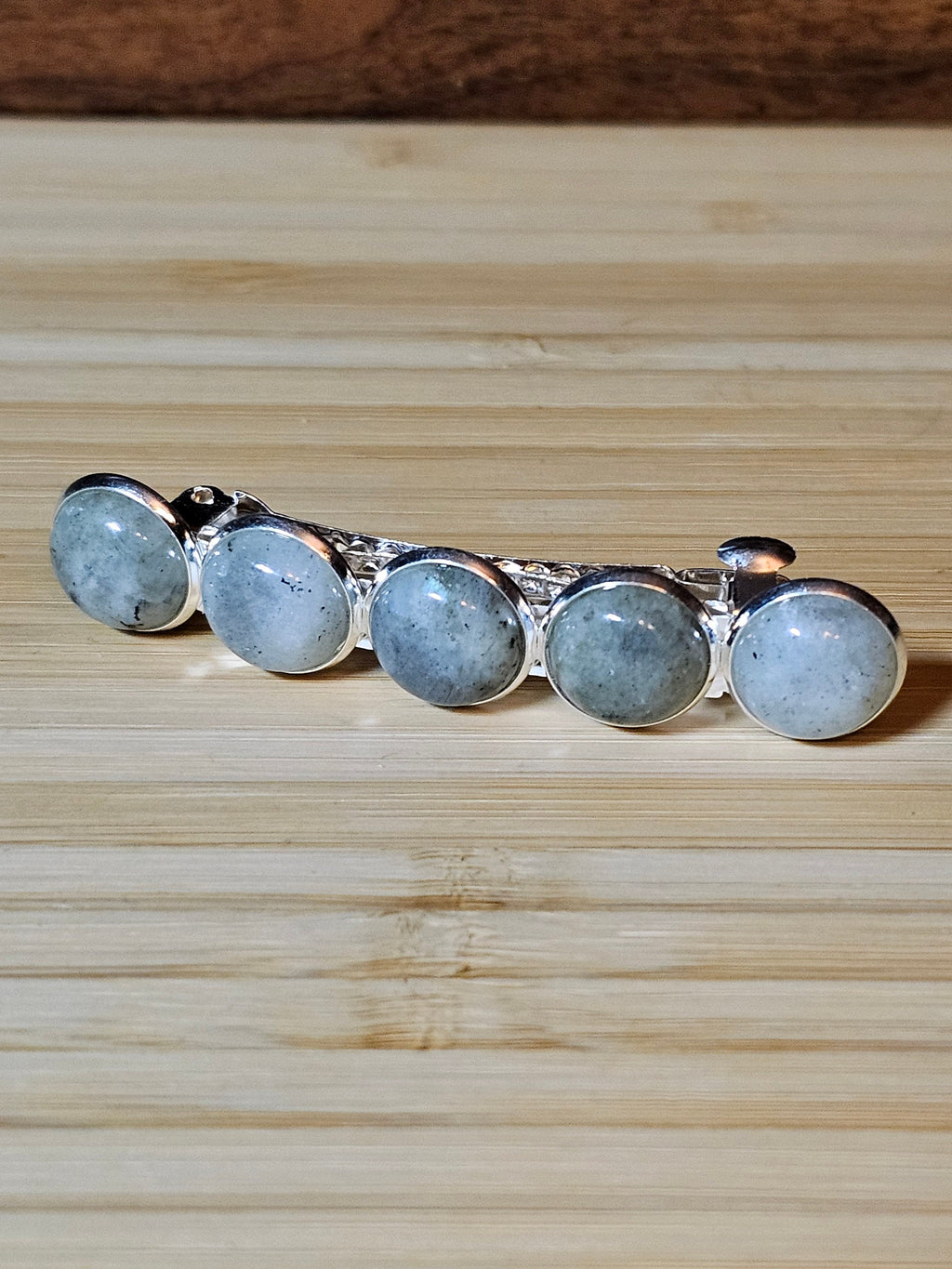 Labradorite Cabochon Barrette | Stainless Steel French Hair Clip