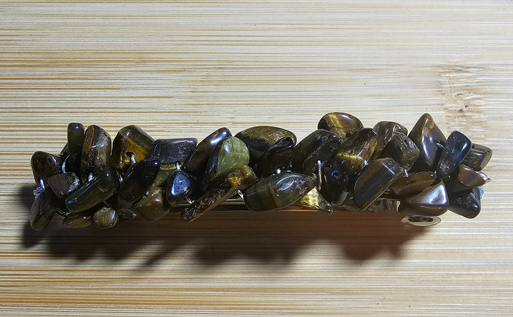 Tiger's Eye Chip Barrette | Wire Wrapped Gemstone Hair Clip