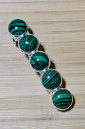 Malachite Cabochon Barrette | Silver French Hair Clip - Gray Cat Manor Designs