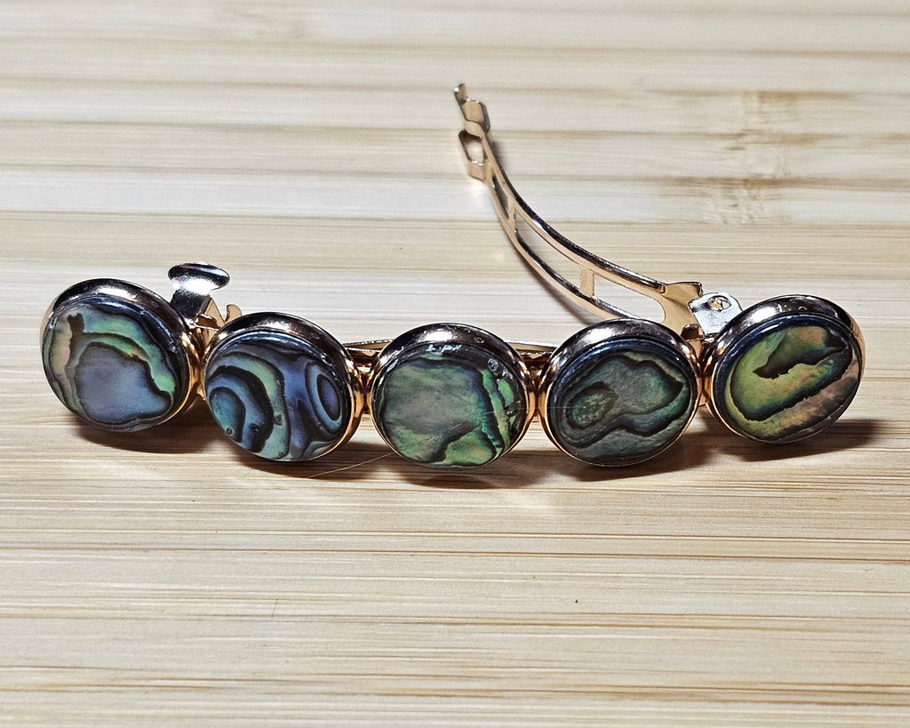 Abalone Shell Cabochon Barrette | Gold French Hair Clip