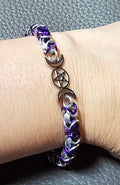 Triple Moon Goddess Chainmail Bracelet | Byzantine Weave Pagan Witchy Jewelry - Gray Cat Manor Designs