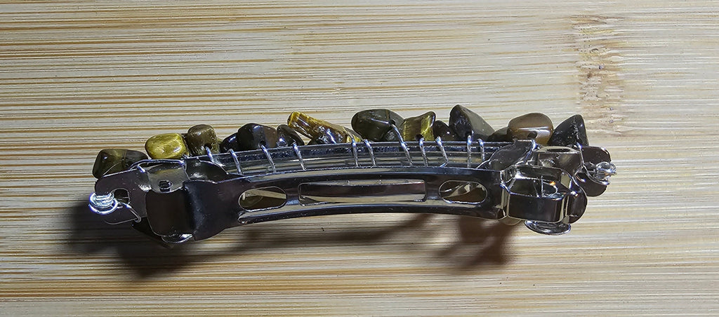 Tiger's Eye Chip Barrette | Wire Wrapped Gemstone Hair Clip
