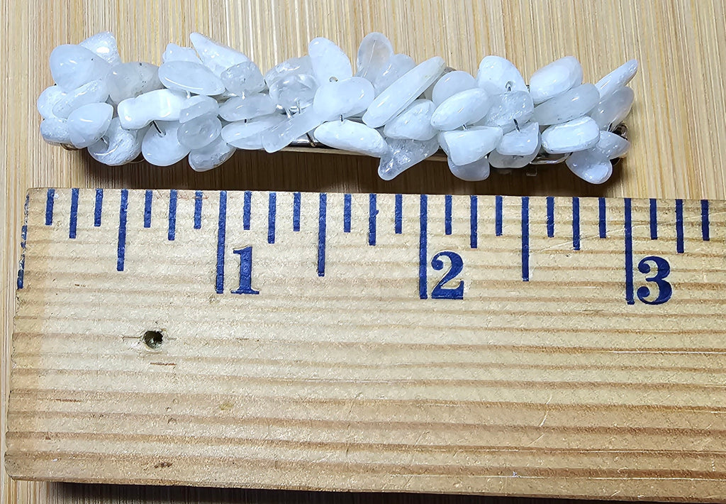 Moonstone Chip Barrette | Wire Wrapped Gemstone Hair Clip