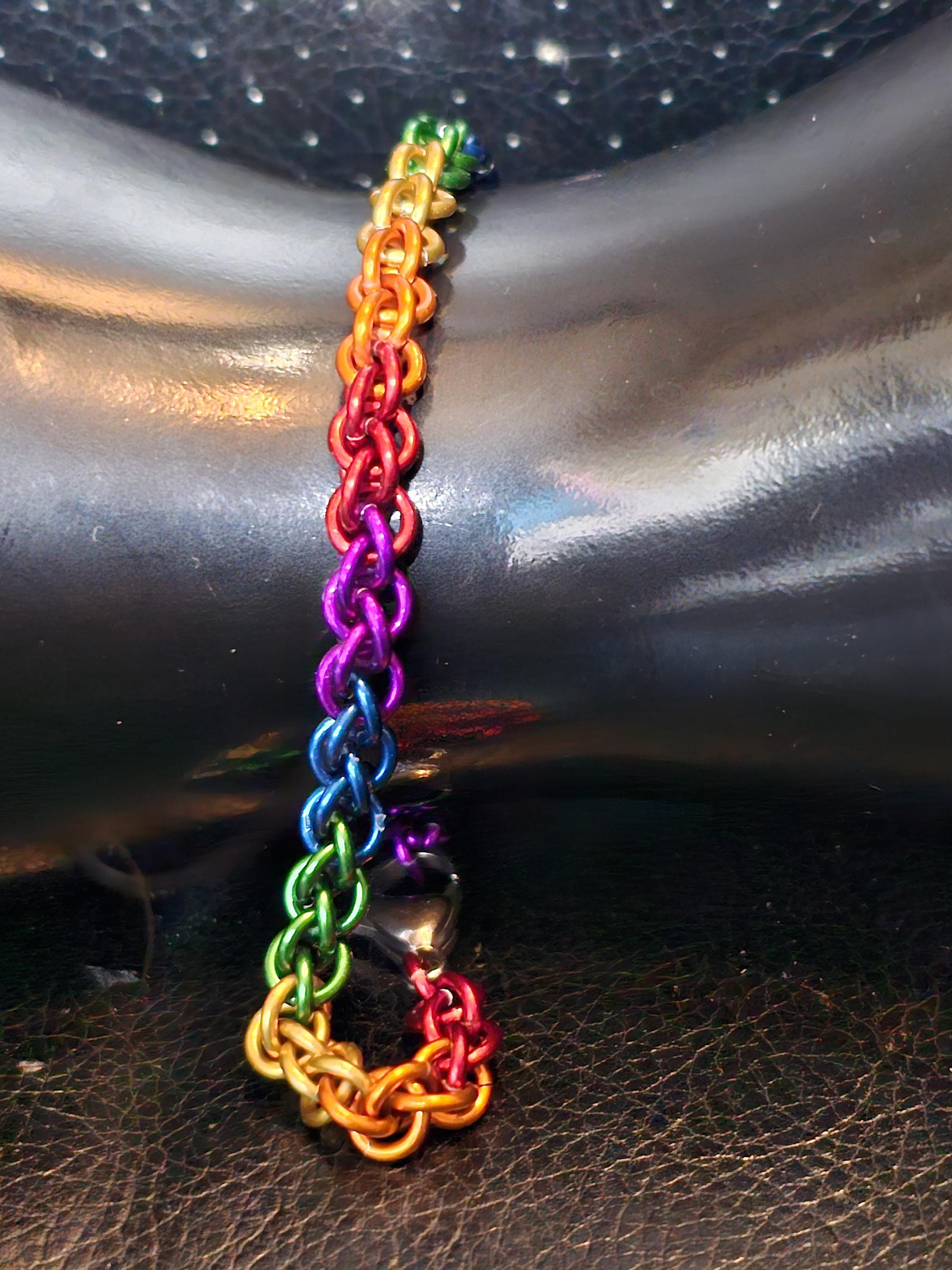 Rainbow Pride Chainmail Bracelet & Anklet | Handmade Anodized Aluminum JPL Weave
