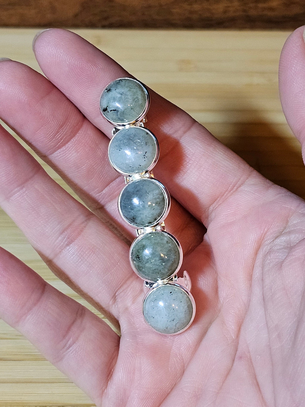 Labradorite Cabochon Barrette | Stainless Steel French Hair Clip
