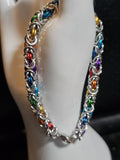 Rainbow Byzantine Chainmail Bracelet | Handmade LGBTQ+ Pride Jewelry – Aluminum & Anklet Option - Gray Cat Manor Designs