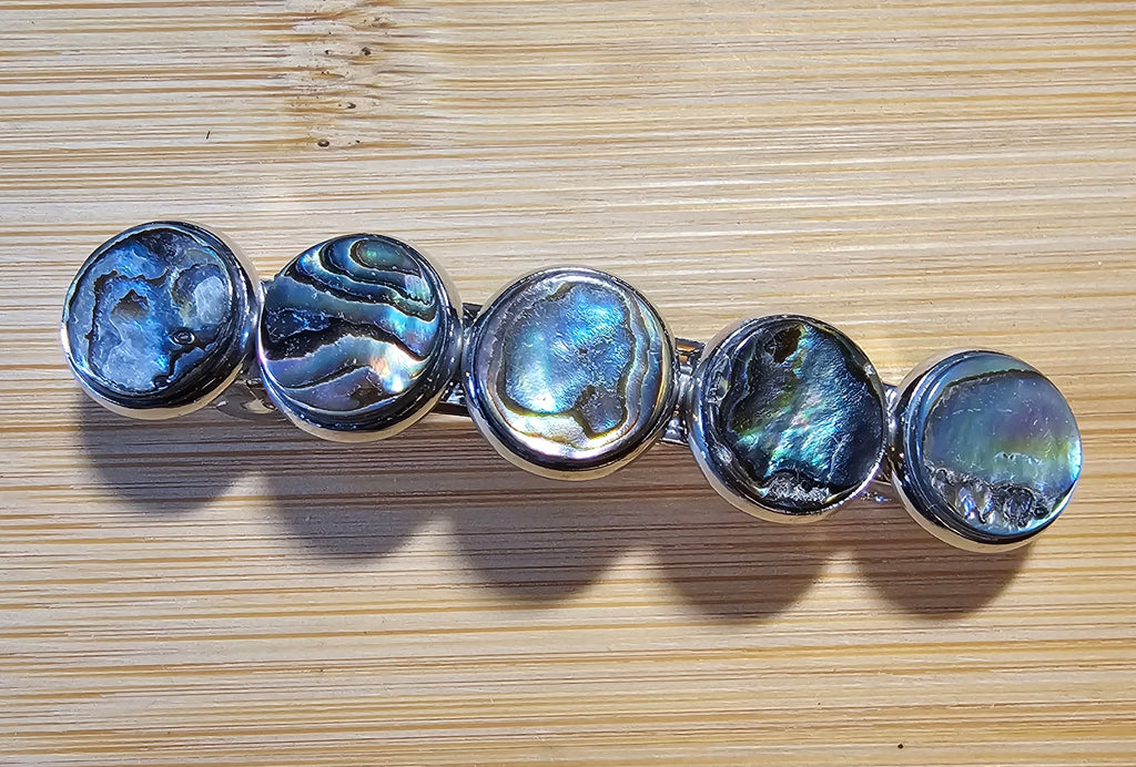 Abalone Shell Cabochon Barrette | Silver French Hair Clip