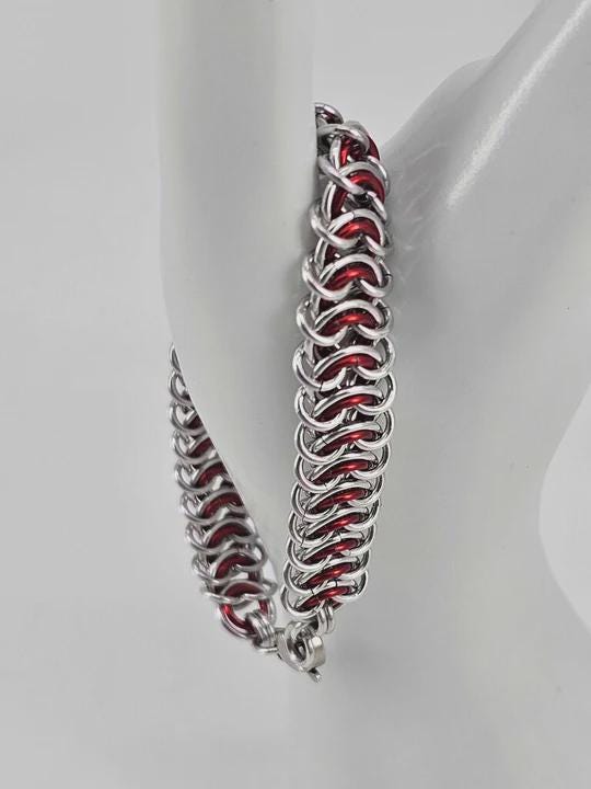 Vertebrae Chainmail Bracelet & Anklet — Custom Color Anodized Aluminum - Gray Cat Manor Designs