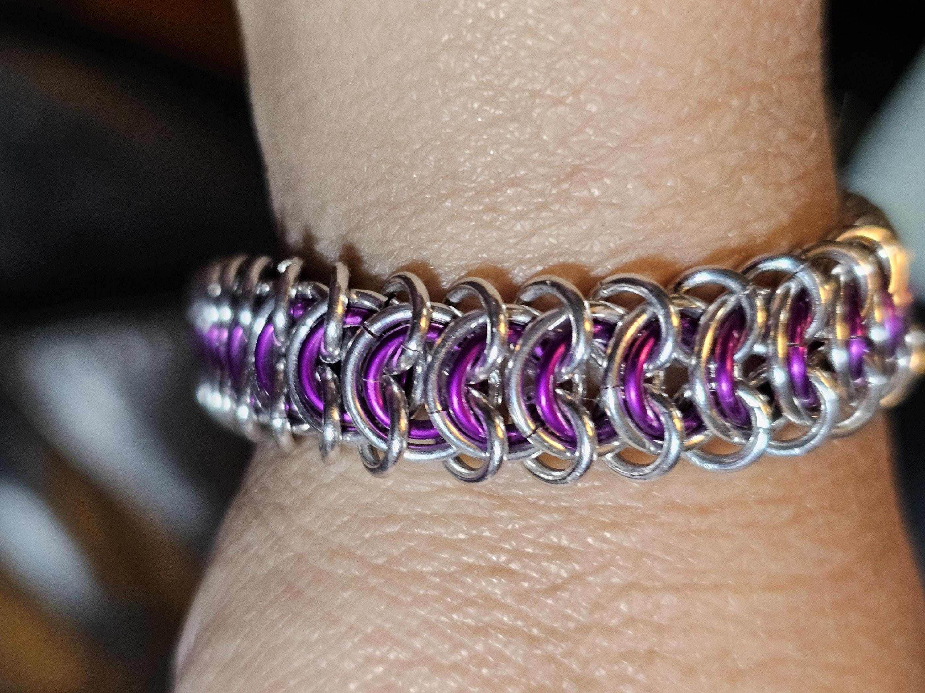 Triple Moon Goddess Chainmail Bracelet | Custom Pagan Wiccan Jewelry Handmade
