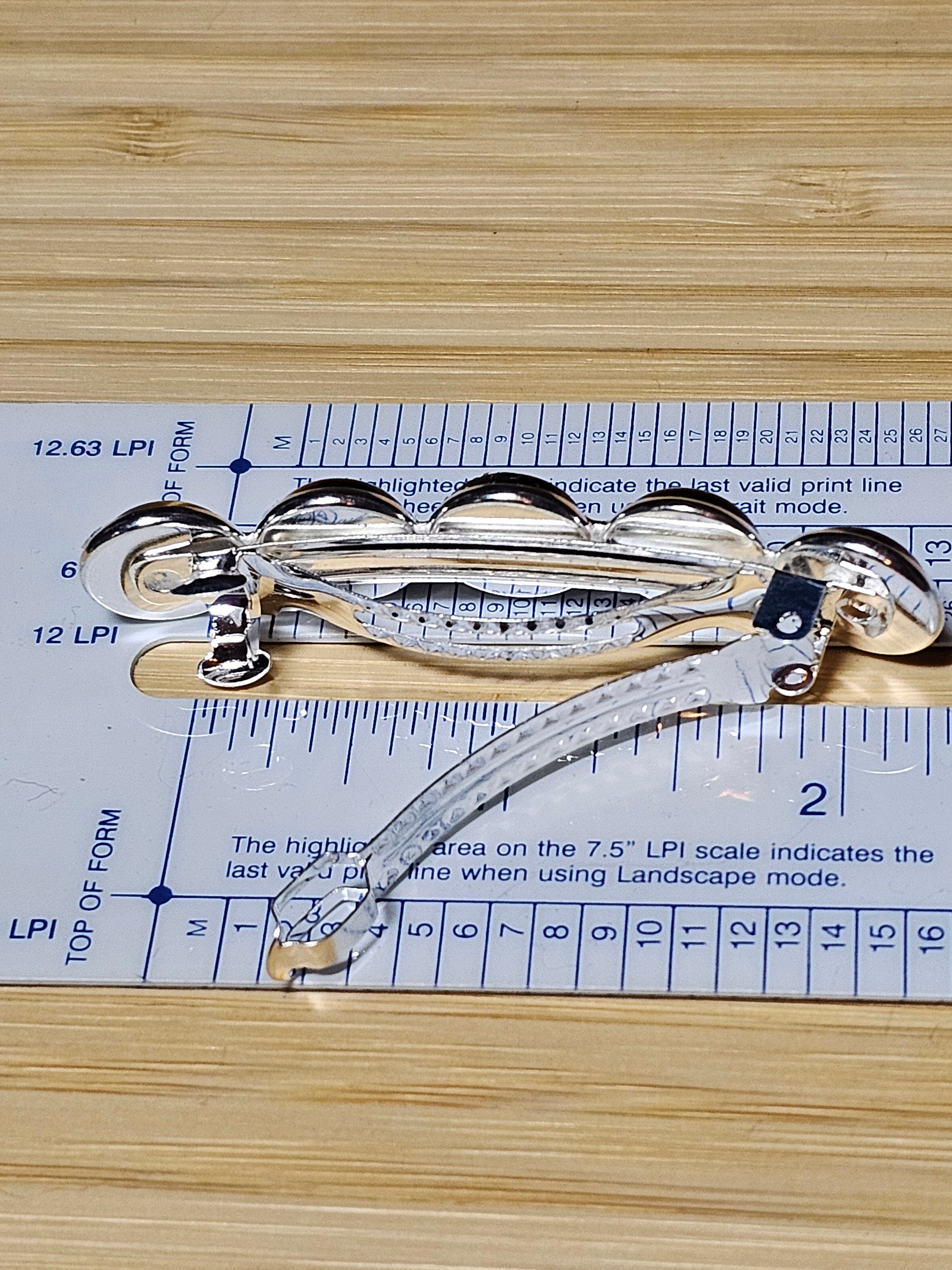 Tiger's Eye Cabochon Barrette | Silver French Hair Clip