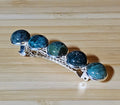 Indian Agate Cabochon Barrette | Silver French Hair Clip - Gray Cat Manor Designs