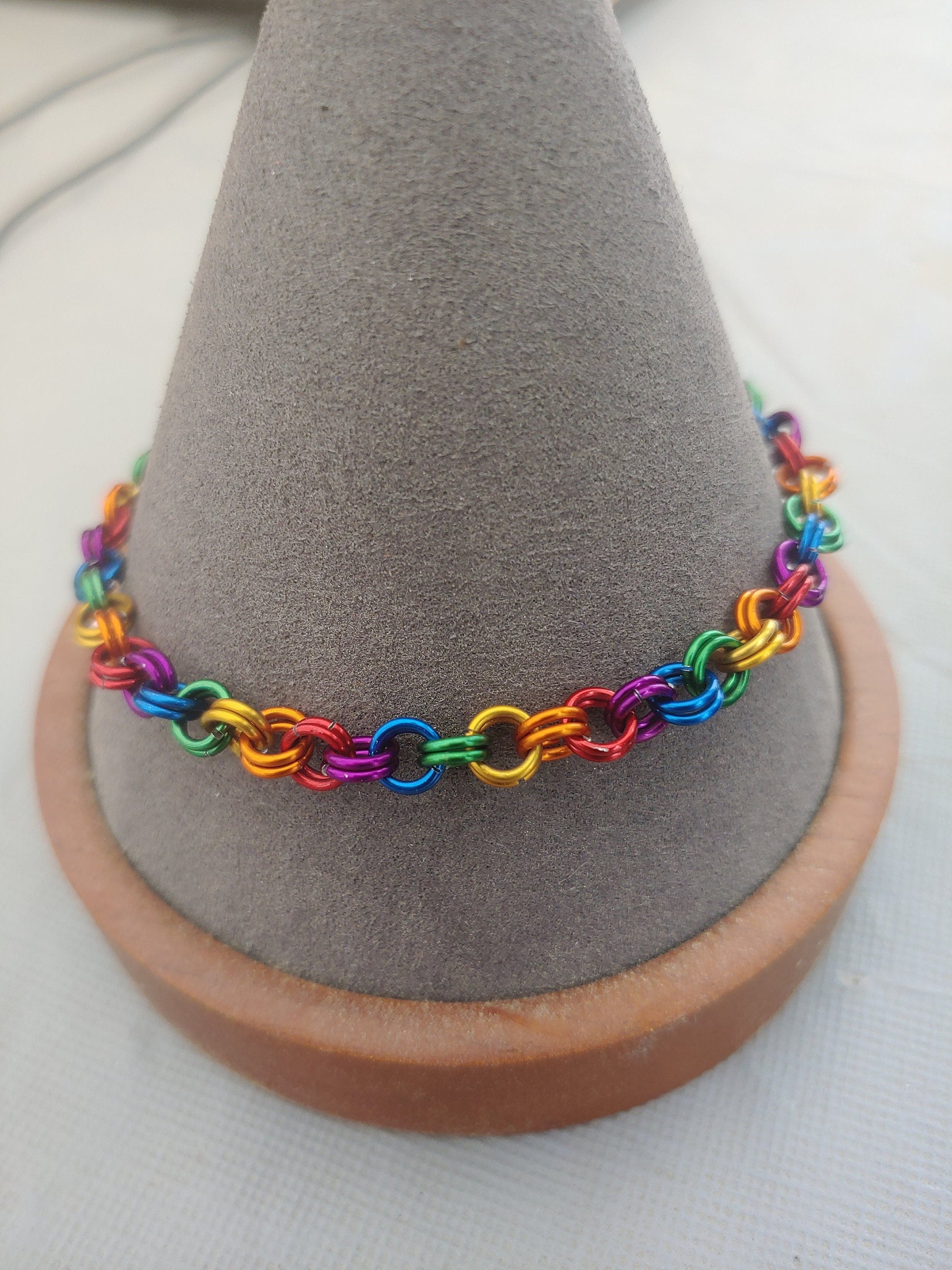 Rainbow Chainmail Bracelet & Anklet | LGBTQ+ Pride Jewelry, Custom Size