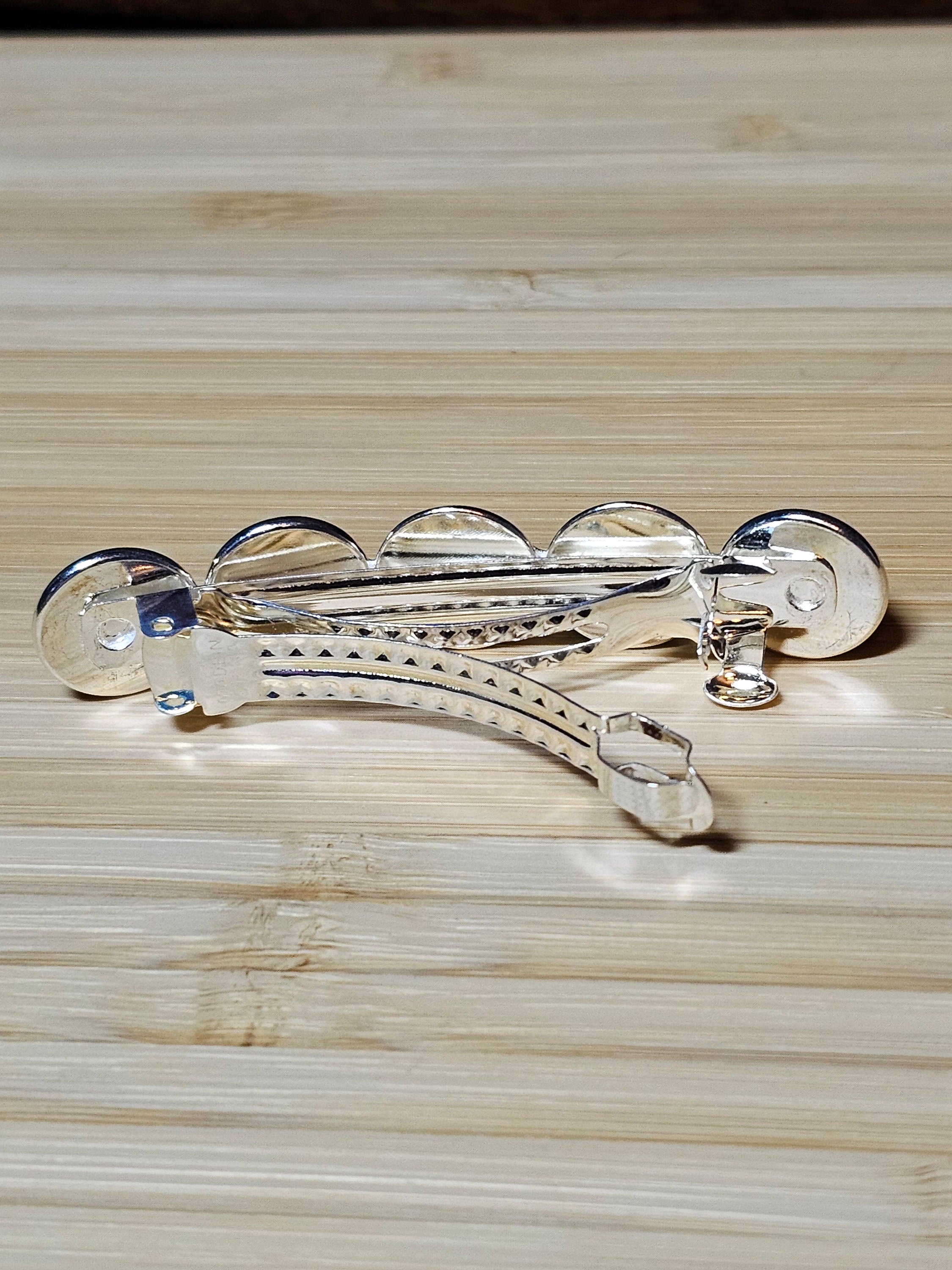 Lapis Lazuli Cabochon Barrette | Silver French Hair Clip