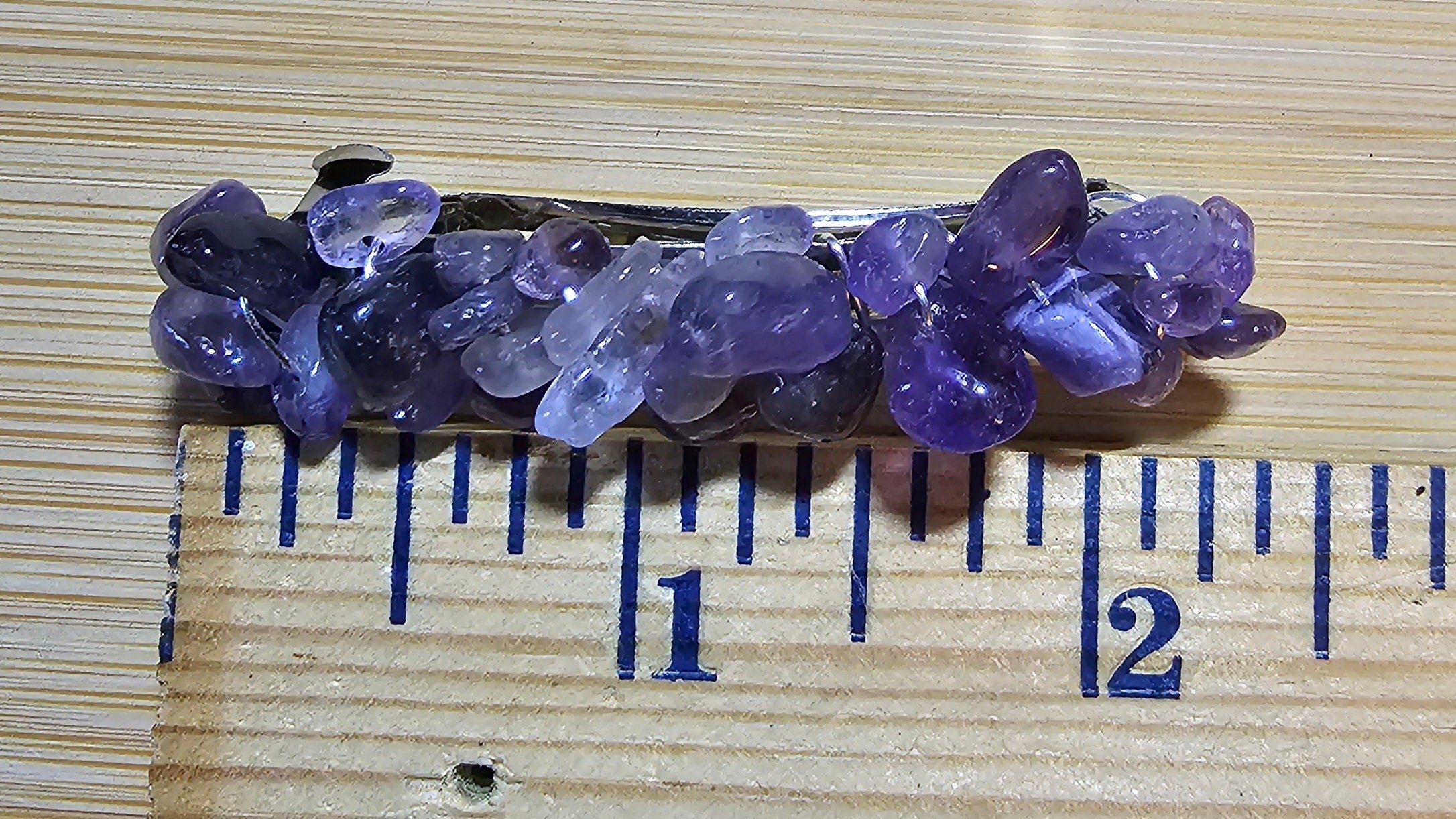 Amethyst Crystal Chip Barrette | Wire Wrapped Gemstone Hair Clip in 3 Sizes - Gray Cat Manor Designs