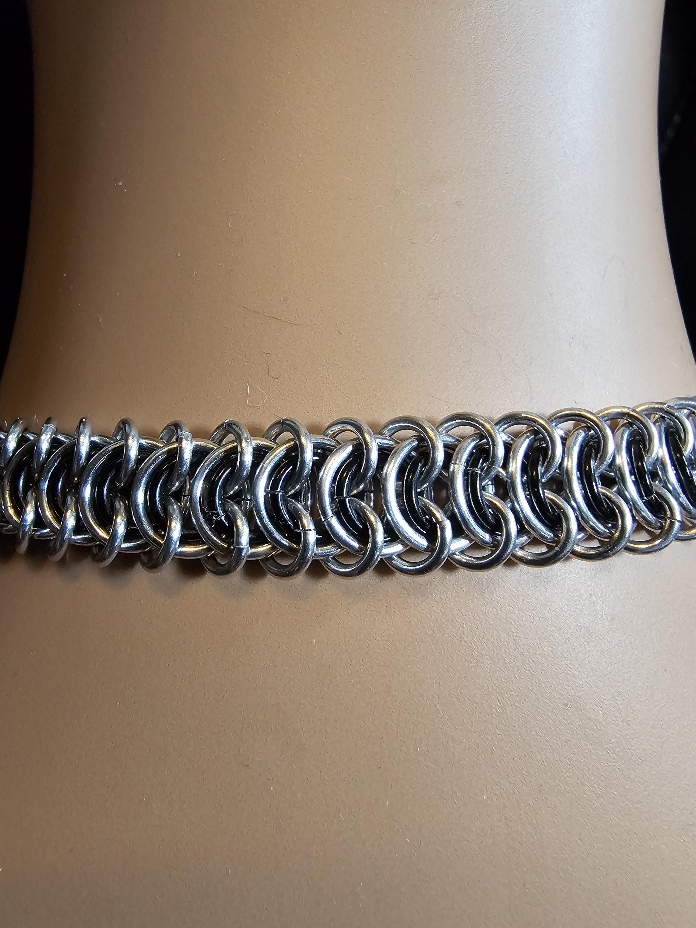 Crescent Moon Chainmail Choker | Vertebrae Weave Witchy Celestial Necklace