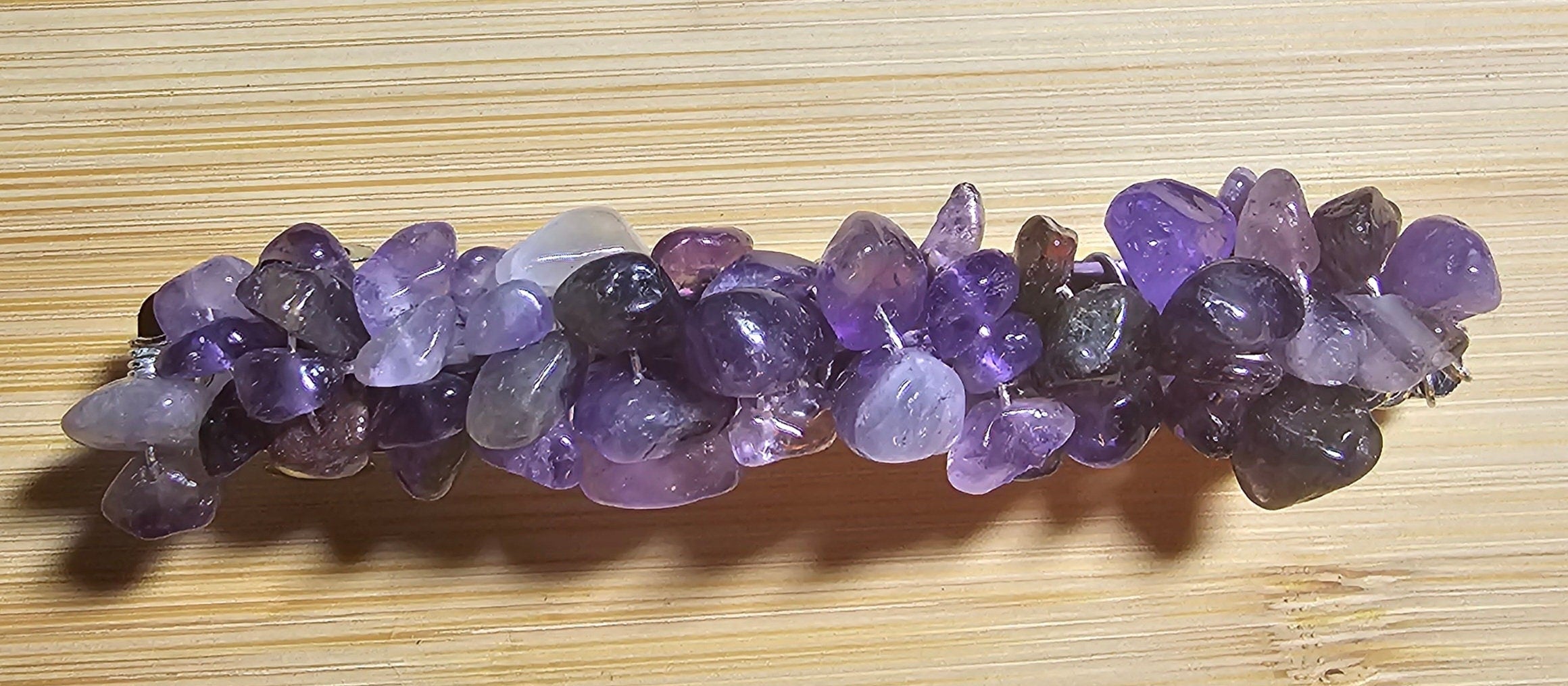 Amethyst Crystal Chip Barrette | Wire Wrapped Gemstone Hair Clip in 3 Sizes - Gray Cat Manor Designs