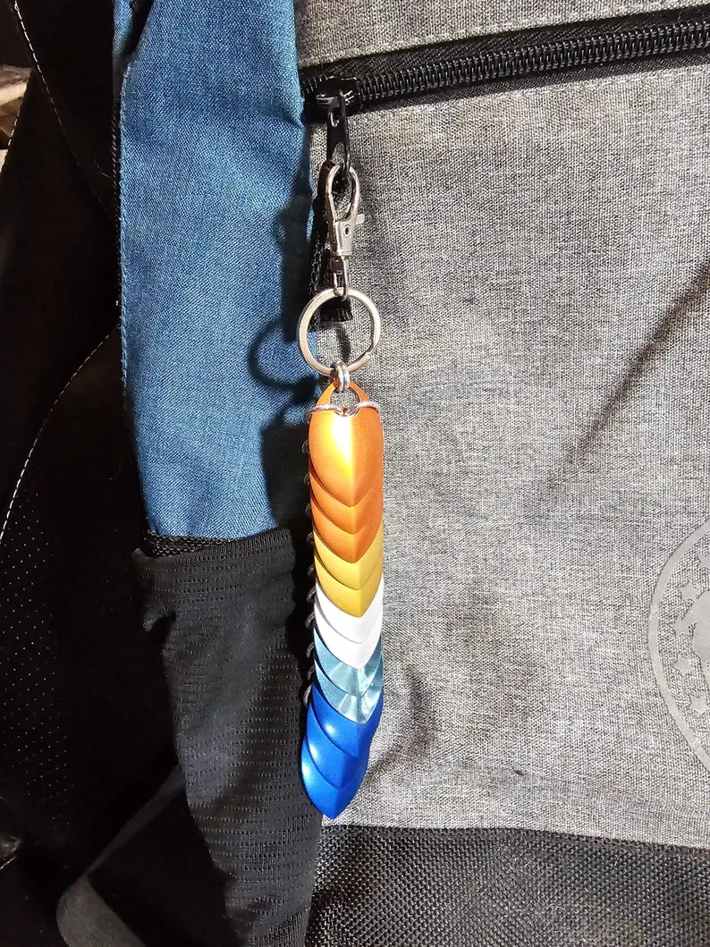Dragon Scale Pride Flag Fidget Clacker Keychain Chainmail