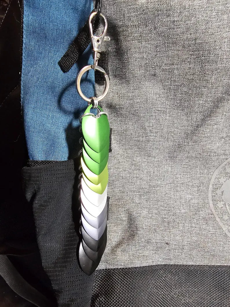 Dragon Scale Pride Flag Fidget Clacker Keychain Chainmail