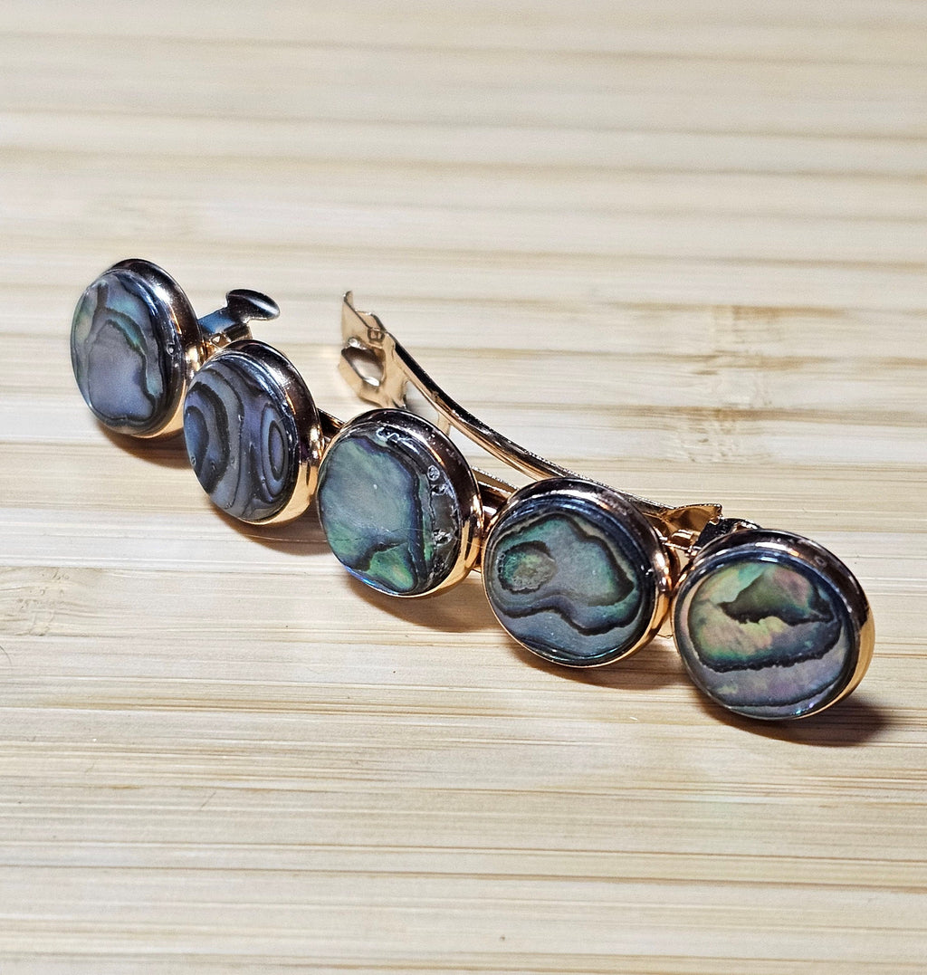 Abalone Shell Cabochon Barrette | Gold French Hair Clip