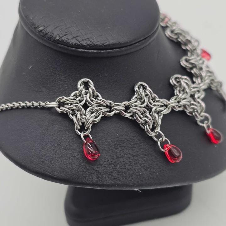 Byzantine Diamond Chainmail Choker | Stainless Steel Gothic Medieval Necklace - Gray Cat Manor Designs