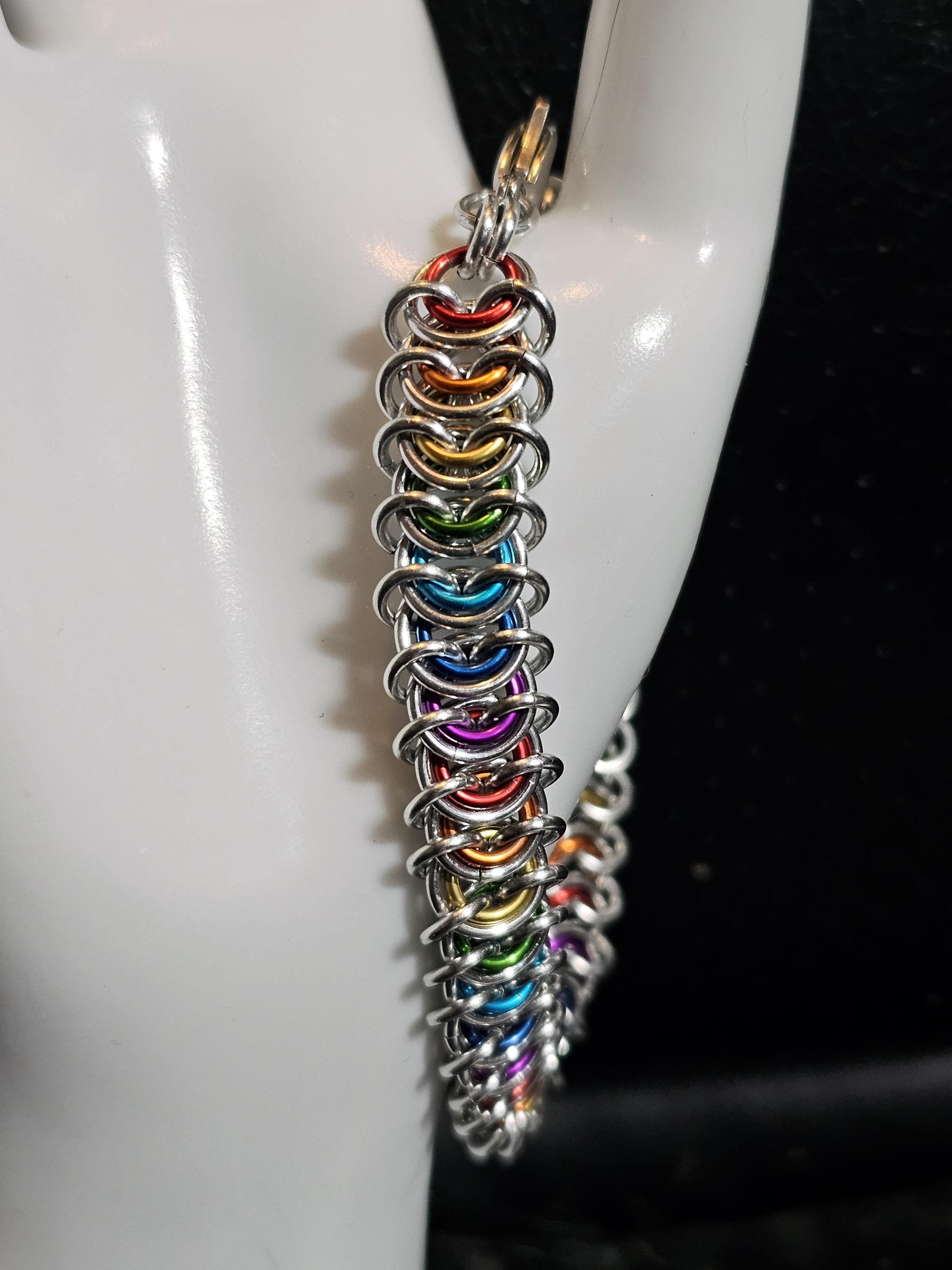 Triple Moon Goddess Chainmail Bracelet | Custom Pagan Wiccan Jewelry Handmade