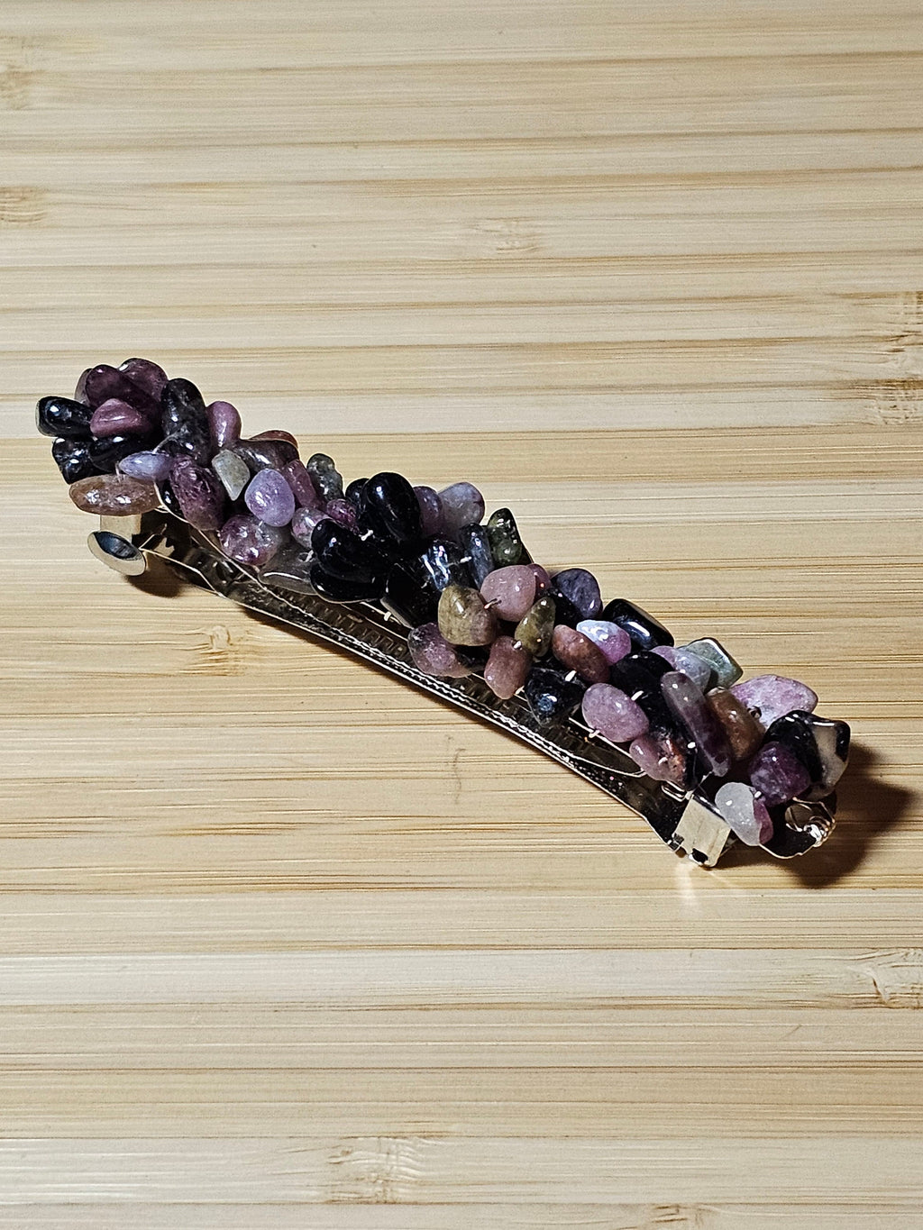 Rainbow Tourmaline Chip Barrette | Wire Wrapped Gemstone Hair Clip