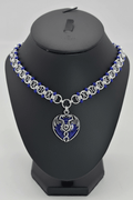 Blue Dragon Heart Chainmail Choker | Lapis Lazuli & Cobalt Helm Weave Necklace - Gray Cat Manor Designs
